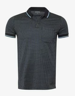 Lanvin Black & Blue Checked Jacquard Polo T-Shirt Clothing