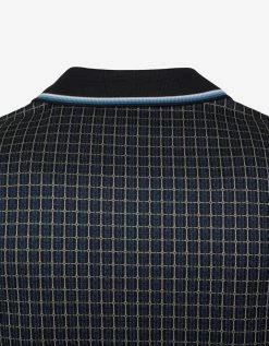 Lanvin Black & Blue Checked Jacquard Polo T-Shirt Clothing