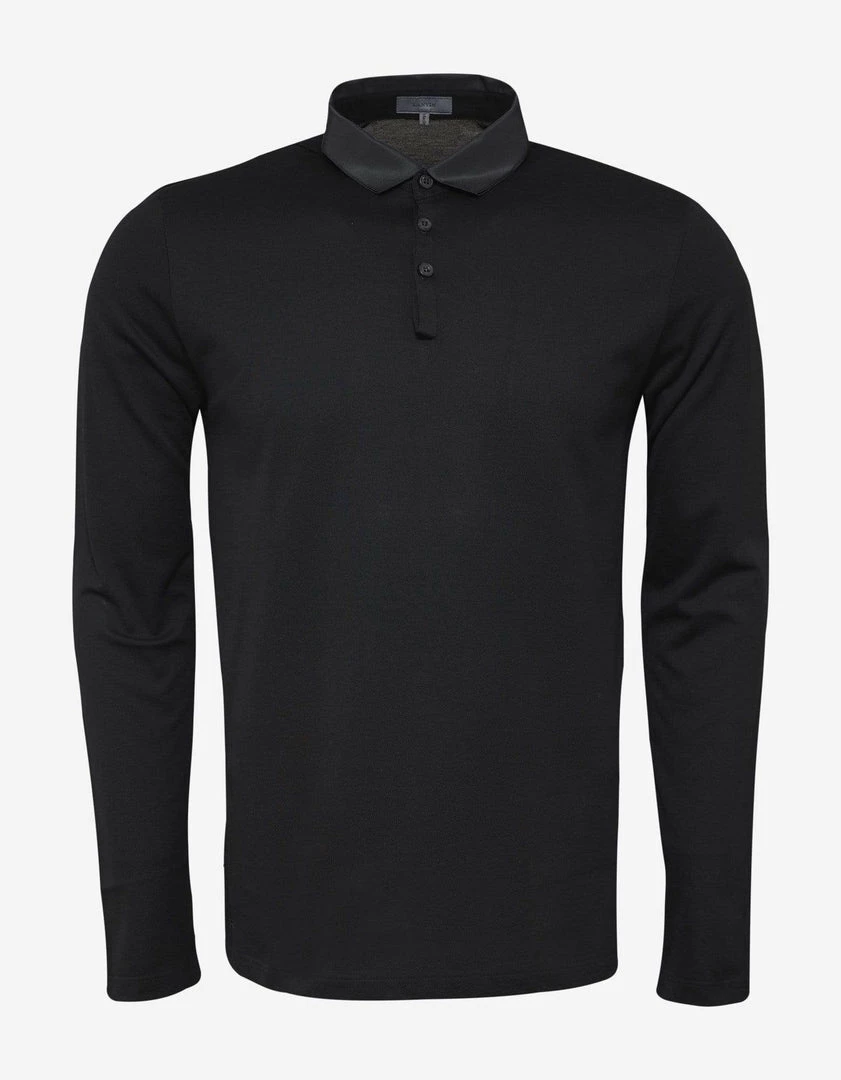 New π Lanvin Black Grosgrain Collar Long Sleeve Polo T-Shirt Clothing π 3 Lanvin Black Grosgrain Collar Long Sleeve Polo T-Shirt Clothing