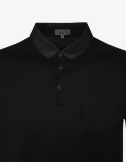 Lanvin Black Polo T-Shirt With Grosgrain Collar Clothing
