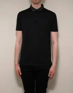 Lanvin Black Polo T-Shirt With Grosgrain Collar Clothing