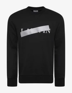 Lanvin Black Strikethrough Logo Print Sweatshirt