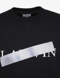 Lanvin Black Strikethrough Logo Print Sweatshirt