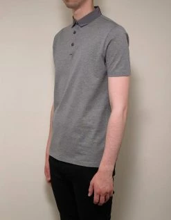 Lanvin Grey Grosgrain Collar Polo T-Shirt Clothing