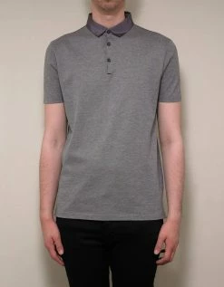 Lanvin Grey Grosgrain Collar Polo T-Shirt Clothing