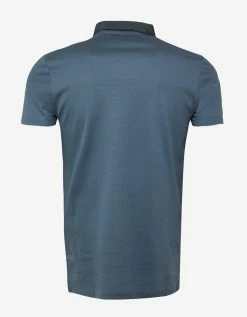 Lanvin Metallic Blue Polo T-Shirt With Grosgrain Collar