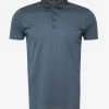 Lanvin Metallic Blue Polo T-Shirt With Grosgrain Collar