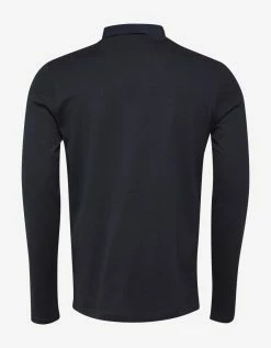 Lanvin Clothing Navy Blue Grosgrain Collar Long Sleeve Polo T-Shirt