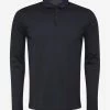 Lanvin Clothing Navy Blue Grosgrain Collar Long Sleeve Polo T-Shirt