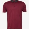 Lanvin Red & Brown Stripe Grosgrain Collar Polo T-Shirt