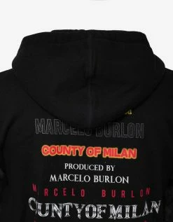 Marcelo Burlon Black Hoodie With Check Shirt Inserts Clothing
