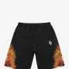 Marcelo Burlon Flame Wing Print Black Sweat Shorts Clothing