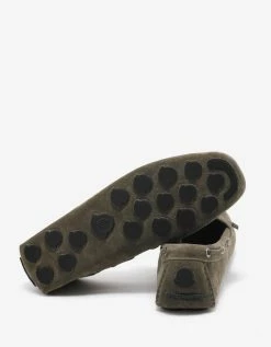 Moncler Aymeric Khaki Suede Leather Driving Shoes