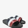 Moncler Basile Black Tricolour Logo Slide Sandals