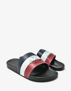 Moncler Basile Black Tricolour Logo Slide Sandals