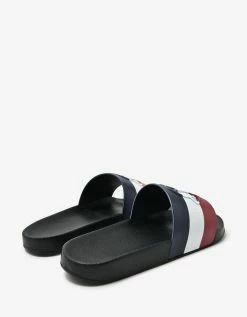 Moncler Basile Black Tricolour Logo Slide Sandals