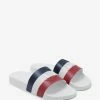 Moncler Basile White Tricolour Logo Slide Sandals