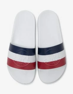 Moncler Basile White Tricolour Logo Slide Sandals