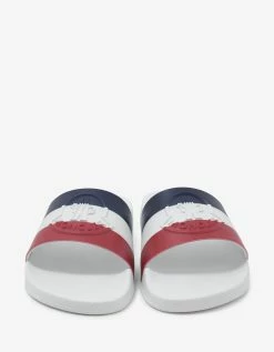 Moncler Basile White Tricolour Logo Slide Sandals