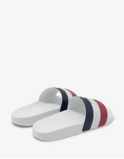 Moncler Basile White Tricolour Logo Slide Sandals