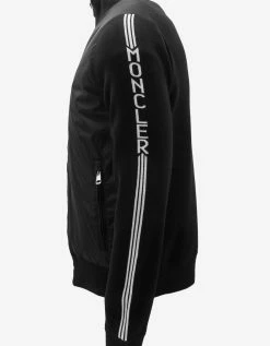 Moncler Black Logo Jacquard Nylon Front Cardigan