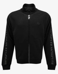 Moncler Black Logo Sleeve Zip Funnel Sweatshirt Clothing