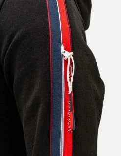 Moncler Black Tricolour Band Zip Hoodie