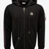 Moncler Black Tricolour Band Zip Hoodie
