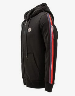 Moncler Black Tricolour Band Zip Hoodie