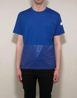 Moncler Blue Nylon Panel T-Shirt