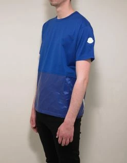 Moncler Blue Nylon Panel T-Shirt