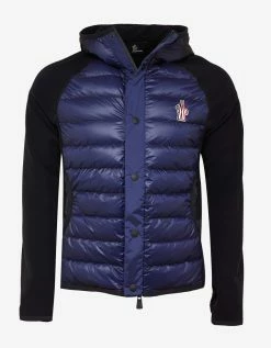 Moncler Grenoble Black & Blue Hooded Fleece Sweatshirt Clothing