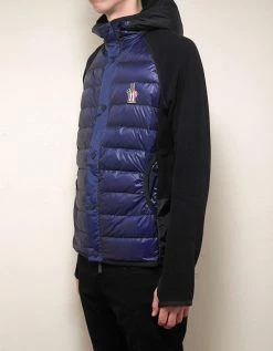 Moncler Grenoble Black & Blue Hooded Fleece Sweatshirt Clothing