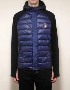 Moncler Grenoble Black & Blue Hooded Fleece Sweatshirt Clothing
