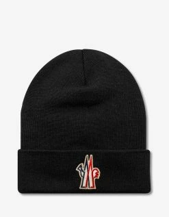 Deals Zoofashions Store 47 Moncler Grenoble Black Logo Wool Beanie Hat Accessories