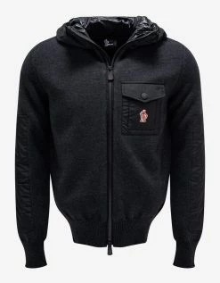 Moncler Grenoble Dark Grey Nylon Panel Cardigan