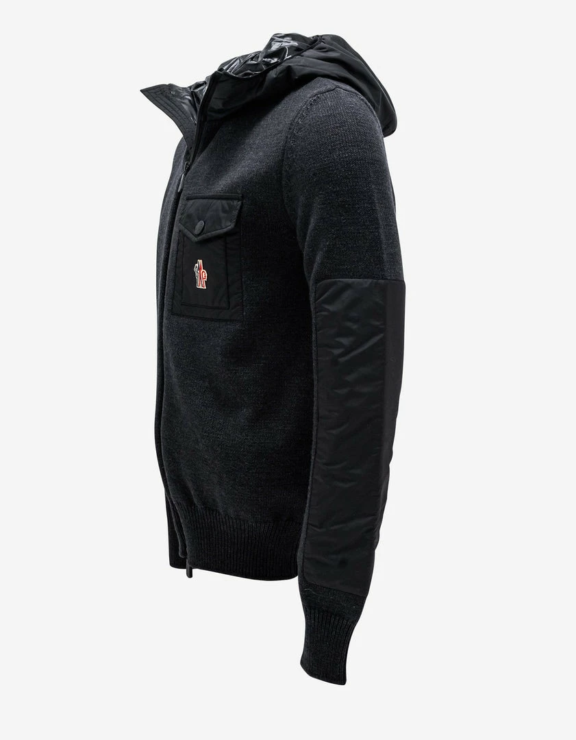 Cheapest 🧨 Moncler Grenoble Dark Grey Nylon Panel Cardigan ⌛ 5 Moncler Grenoble Dark Grey Nylon Panel Cardigan