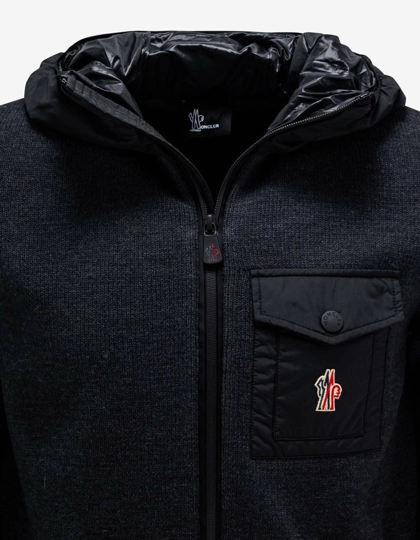 Cheapest 🧨 Moncler Grenoble Dark Grey Nylon Panel Cardigan ⌛ 6 Moncler Grenoble Dark Grey Nylon Panel Cardigan