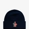 Moncler Grenoble Navy Blue Logo Wool Beanie Hat Accessories