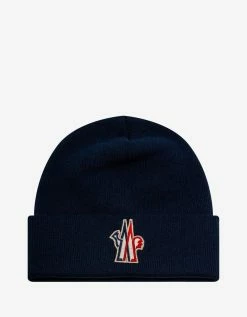 Deals Zoofashions Store 49 Moncler Grenoble Navy Blue Logo Wool Beanie Hat Accessories