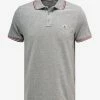 Moncler Grey Tricolour Trim Polo T-Shirt Clothing