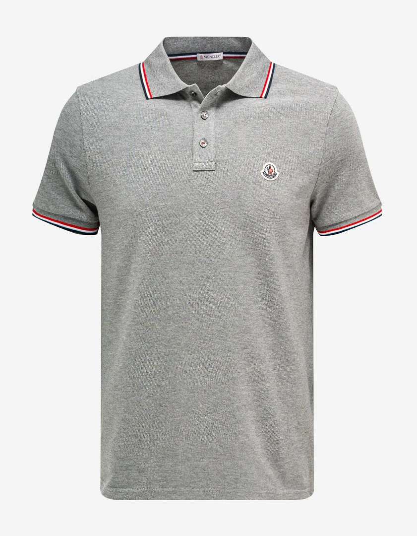 Brand new ๐คฉ Moncler Grey Tricolour Trim Polo T-Shirt Clothing โ 3 Moncler Grey Tricolour Trim Polo T-Shirt Clothing