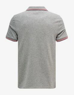 Moncler Grey Tricolour Trim Polo T-Shirt Clothing