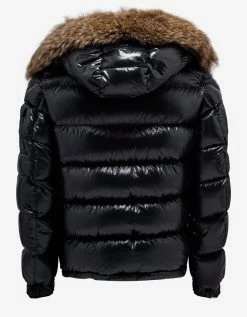 Moncler Maya Fur Black Nylon Down Jacket Clothing