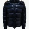 Moncler Maya Fur Navy Blue Nylon Down Jacket