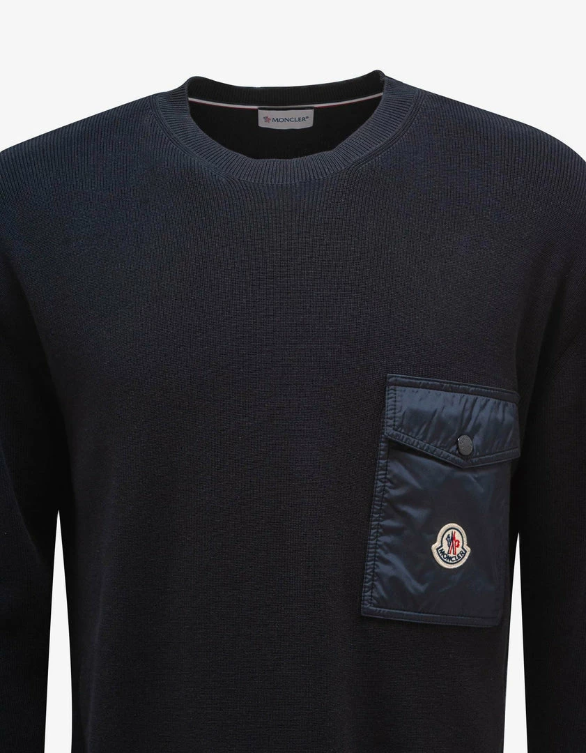 Cheap 🌟 Moncler Clothing Navy Blue Chest Pocket Sweater 💯 5 Moncler Clothing Navy Blue Chest Pocket Sweater