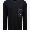 Moncler Clothing Navy Blue Chest Pocket Sweater