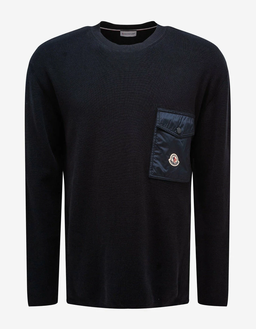 Cheap 🌟 Moncler Clothing Navy Blue Chest Pocket Sweater 💯 3 Moncler Clothing Navy Blue Chest Pocket Sweater