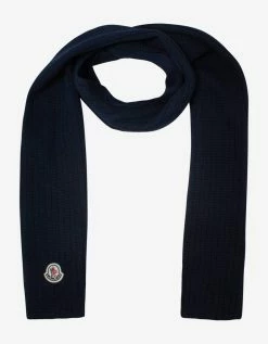 Moncler Accessories Navy Blue Logo Scarf