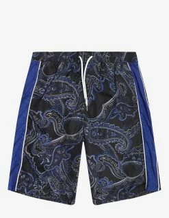 Moncler Navy Blue Paisley Print Swim Shorts Clothing